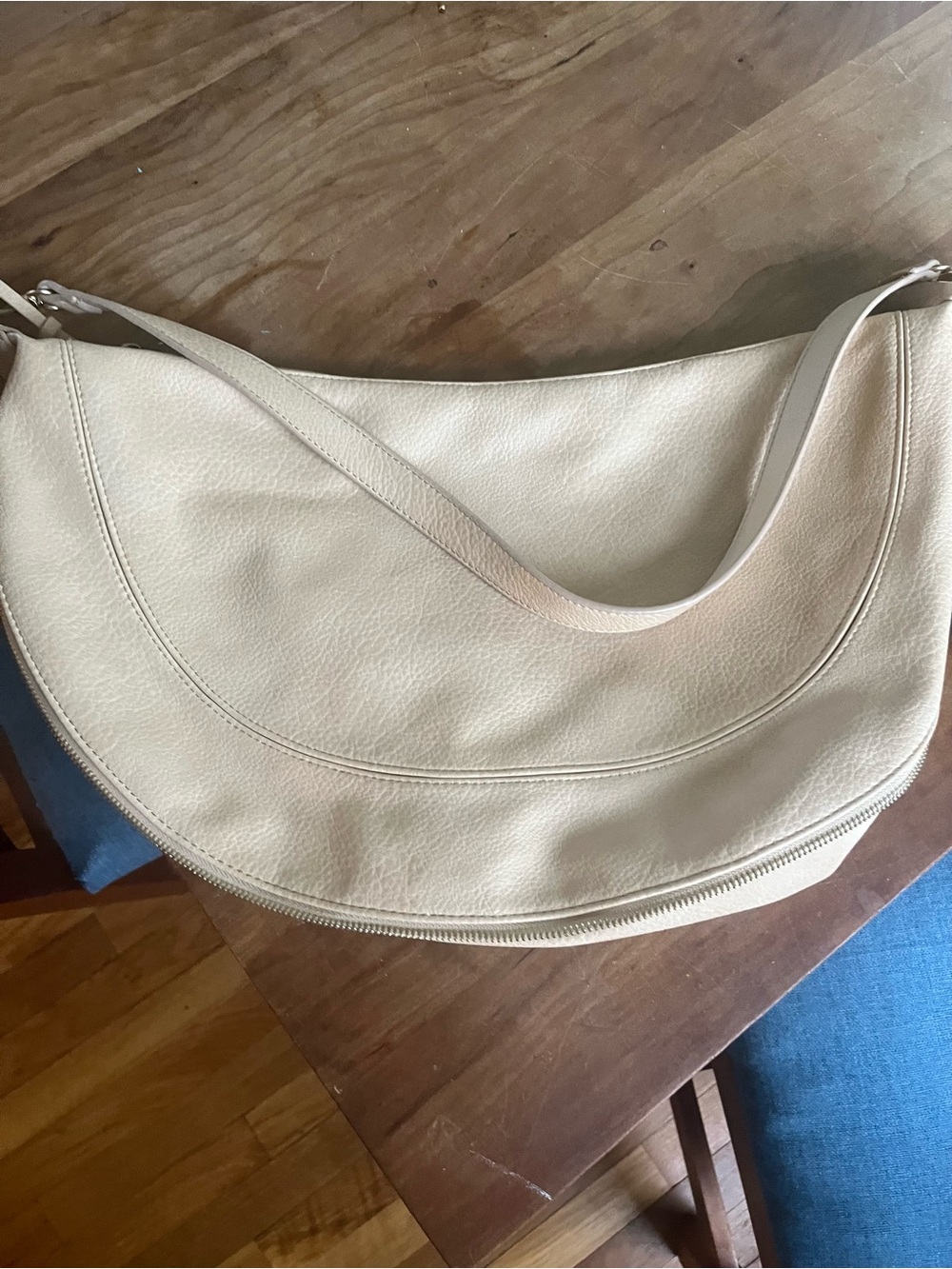 Anthropologie Classic Cream Leather Shoulder Bag with extra shoulder strap